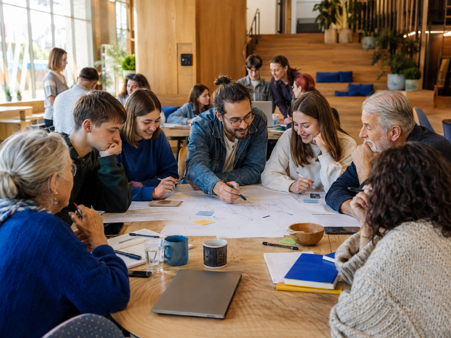 Several generations collaborating on a European project